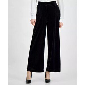 Tahari ASL Womens Mid-Rise Wide-Leg Luxe Velvet Pants Black Size 8 / NWT